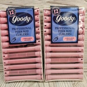 Lot of 2 12pk Goody Professional Perm Rod Curlers Large Pink 24325 1999 Vtg